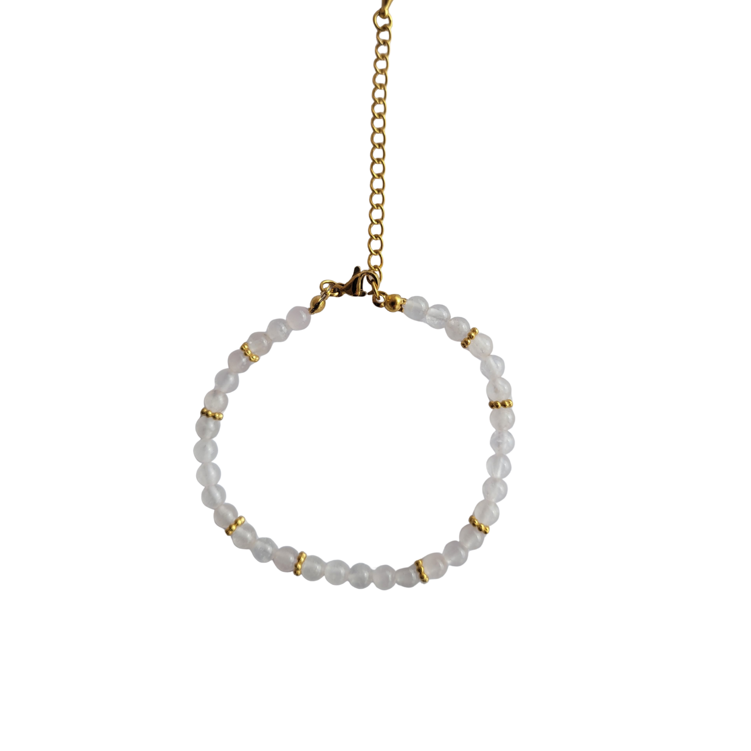 Bracelet Halo doré Quartz Rose Pale – Élégance & Harmonie