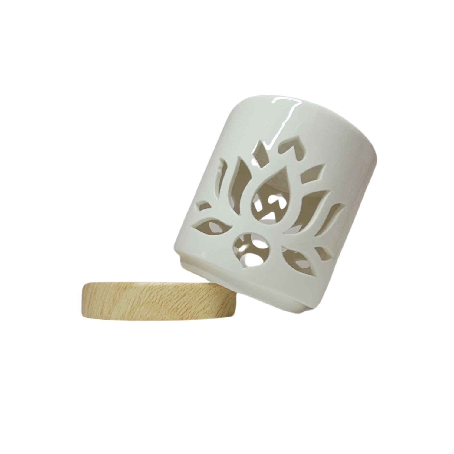 Quemador de aceite y fondant de cerámica de flor de loto