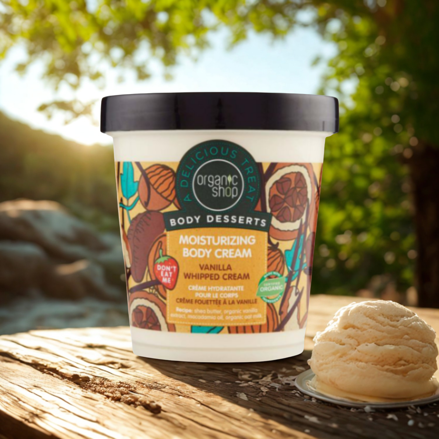 Crema Corporal Hidratante de Vainilla Batida – Organic Shop (450 ml)