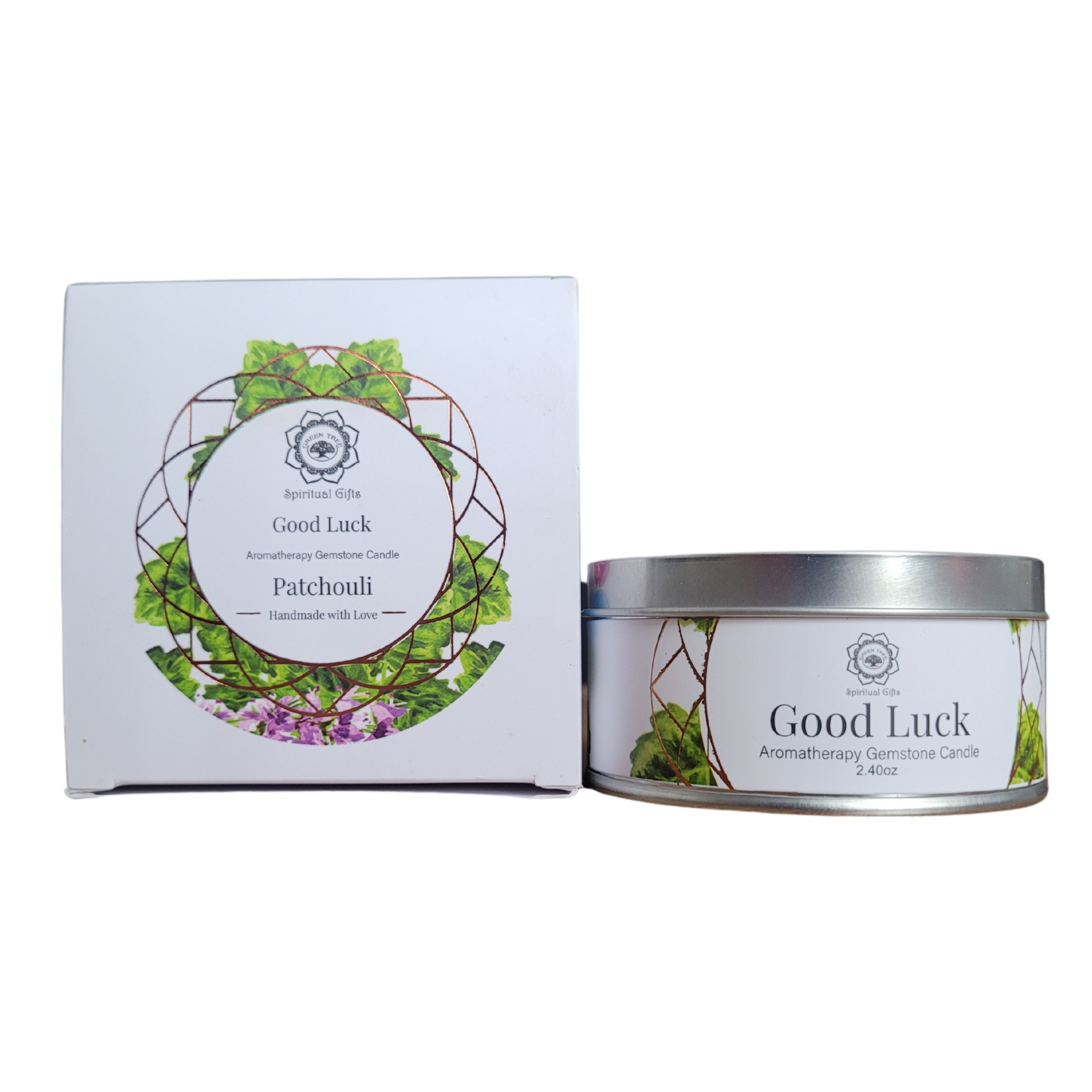 Bougie Green Tree "Bonne Chance" Aventurine Verte & Patchouli 70g