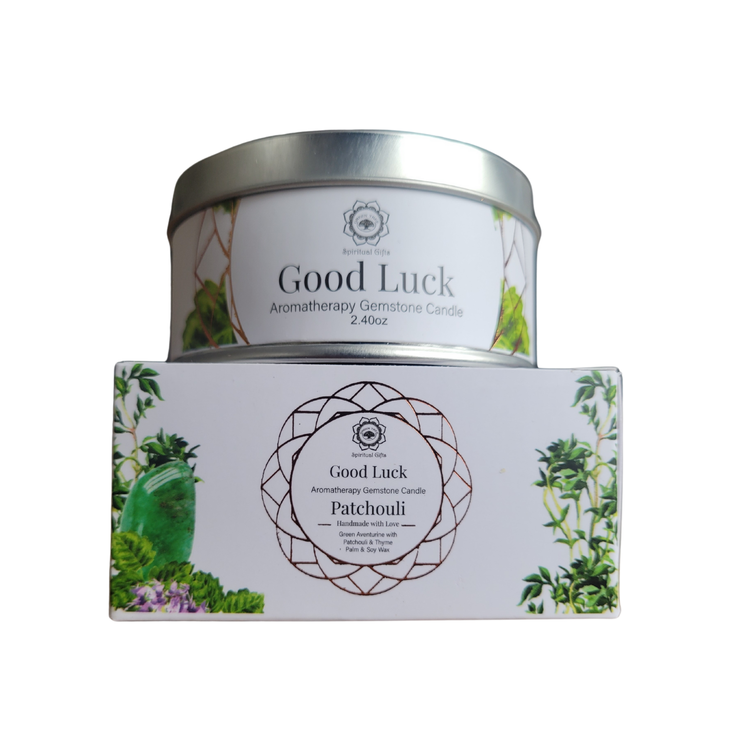 Bougie Green Tree "Bonne Chance" Aventurine Verte & Patchouli 70g