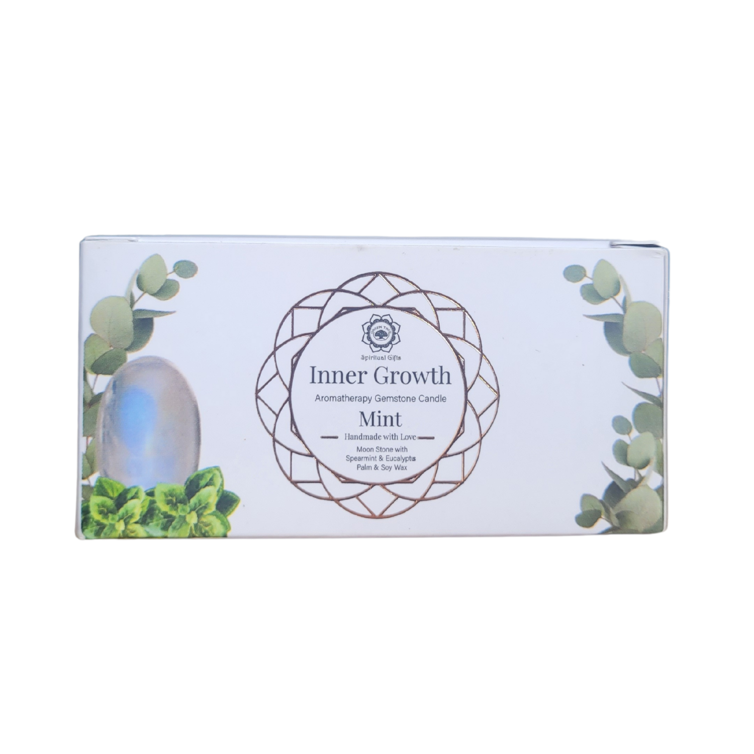 Bougie Green Tree "Croissance intérieure" Pierre de Lune & Menthe 70g