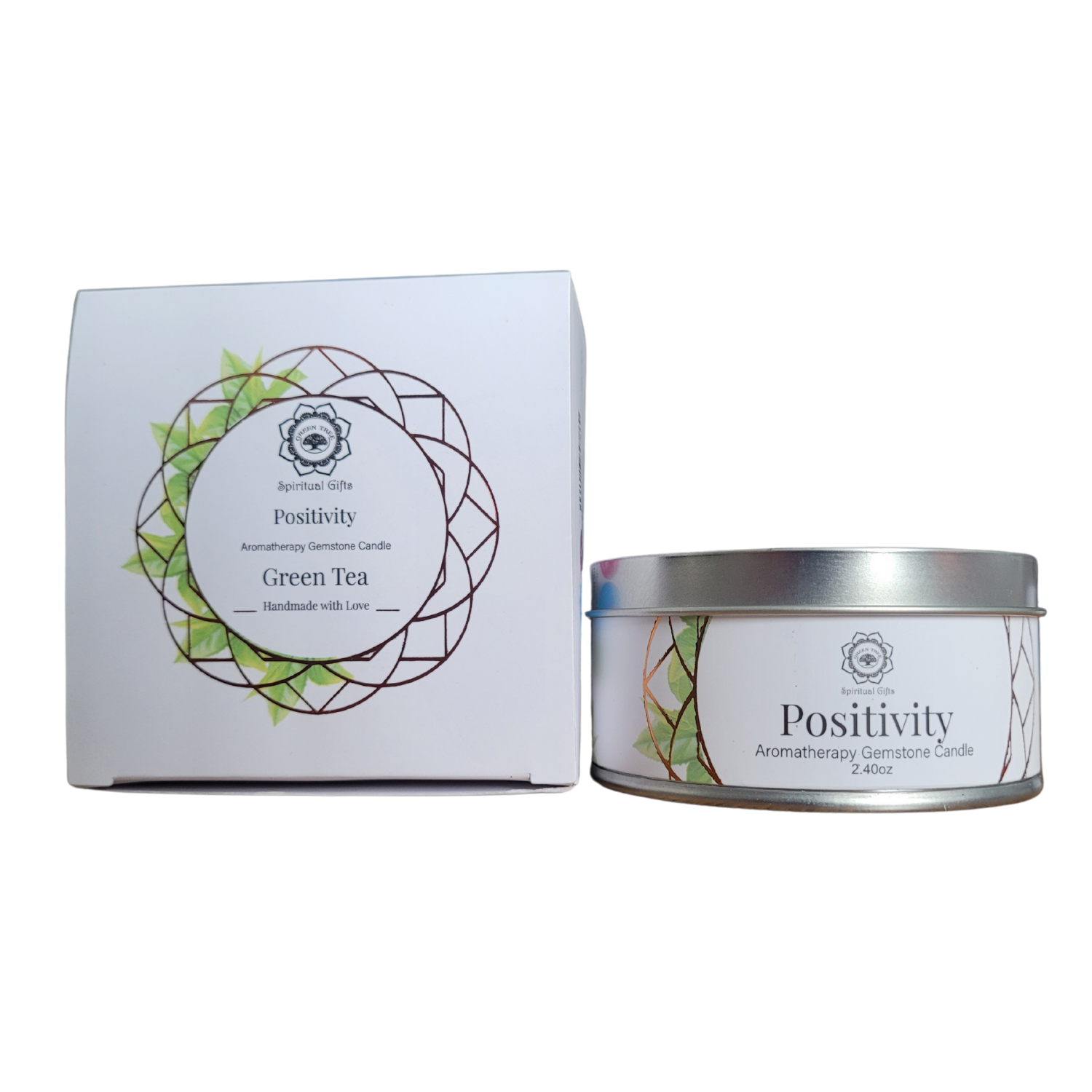 Vela "Positividad" de Green Tree, Citrino y Té Verde, 70 g