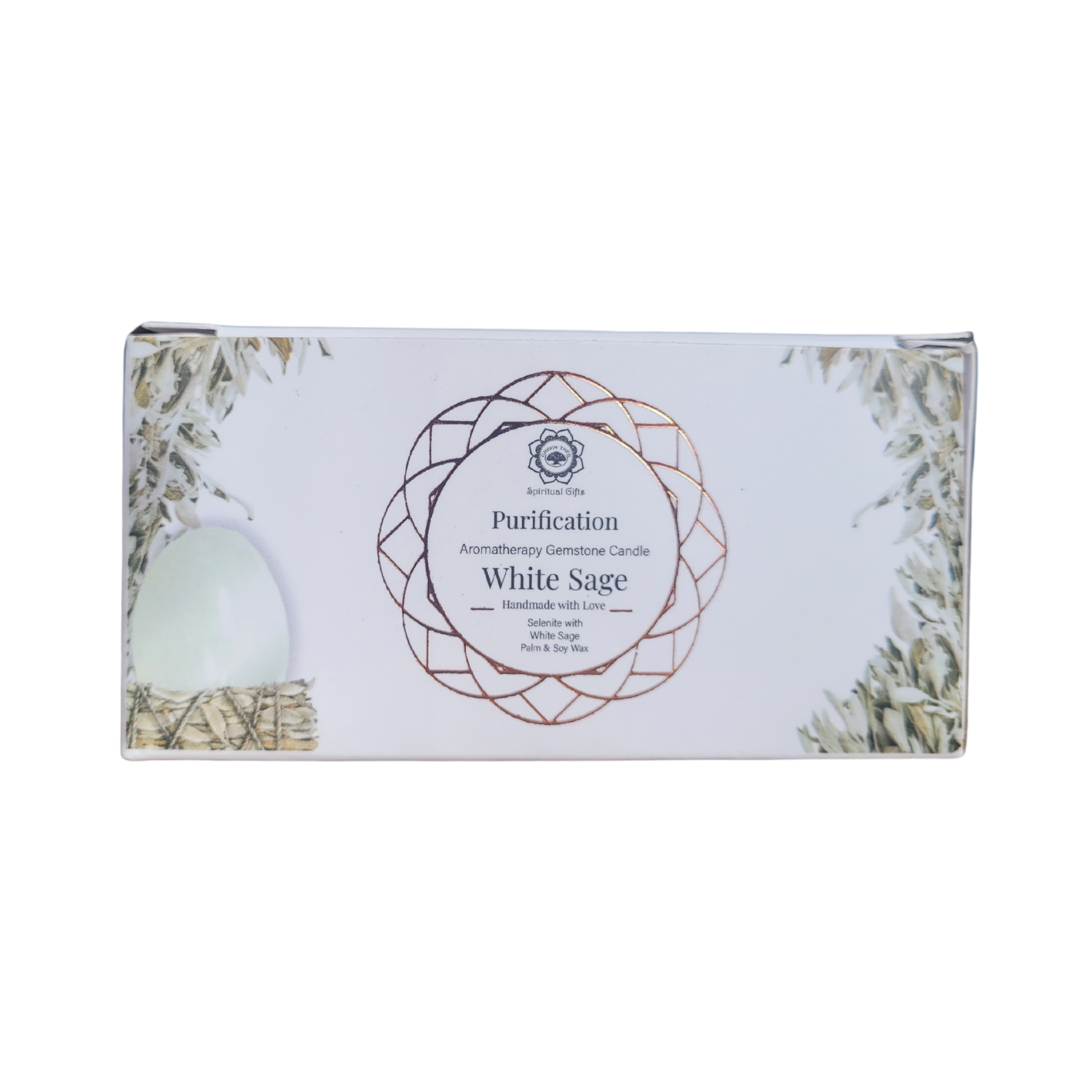 Bougie Green Tree "Purification" Sélénite & Sauge Blanche 70g