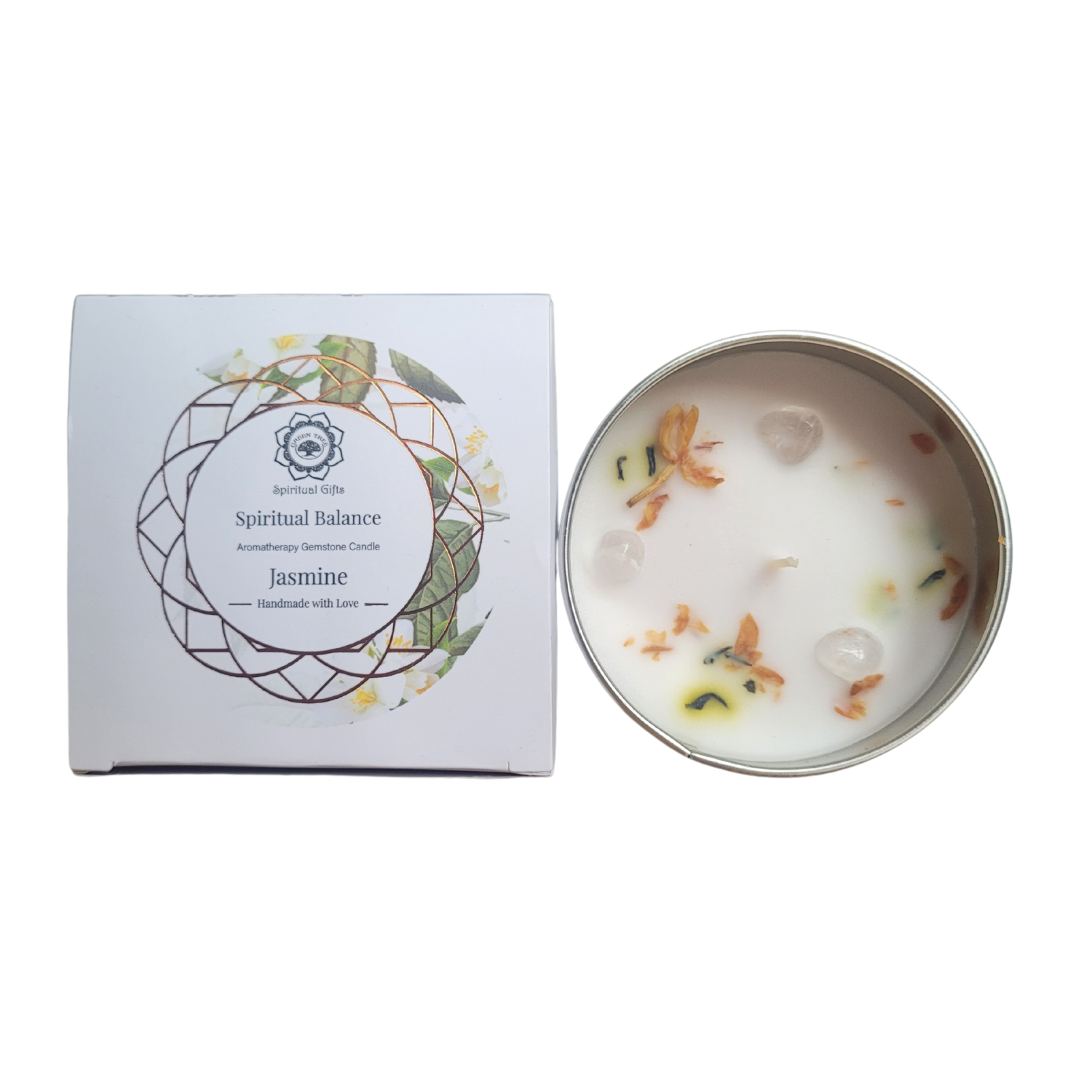 Bougie Green Tree "Équilibre Spirituel" Cristal de Roche & Jasmin 70g