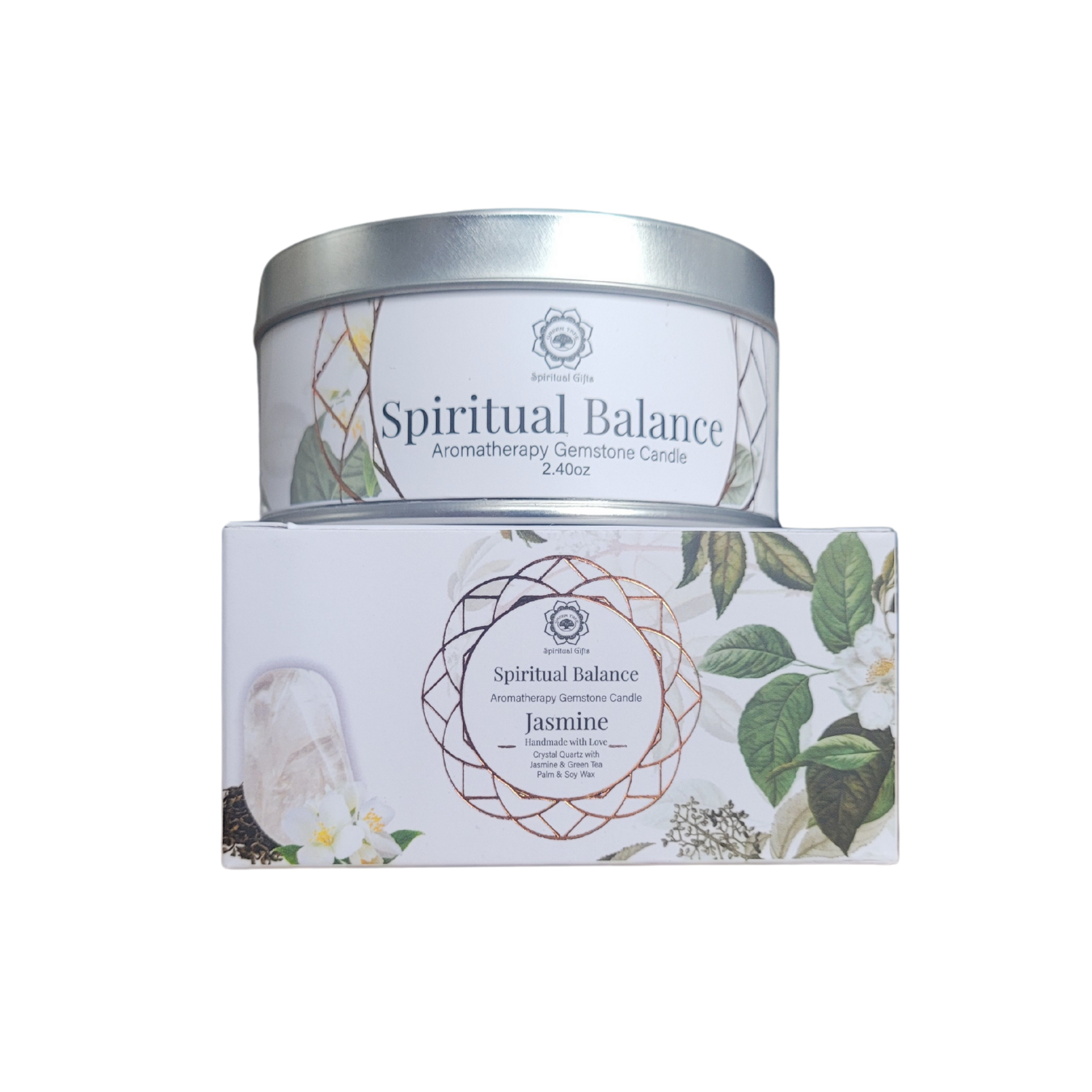 Bougie Green Tree "Équilibre Spirituel" Cristal de Roche & Jasmin 70g