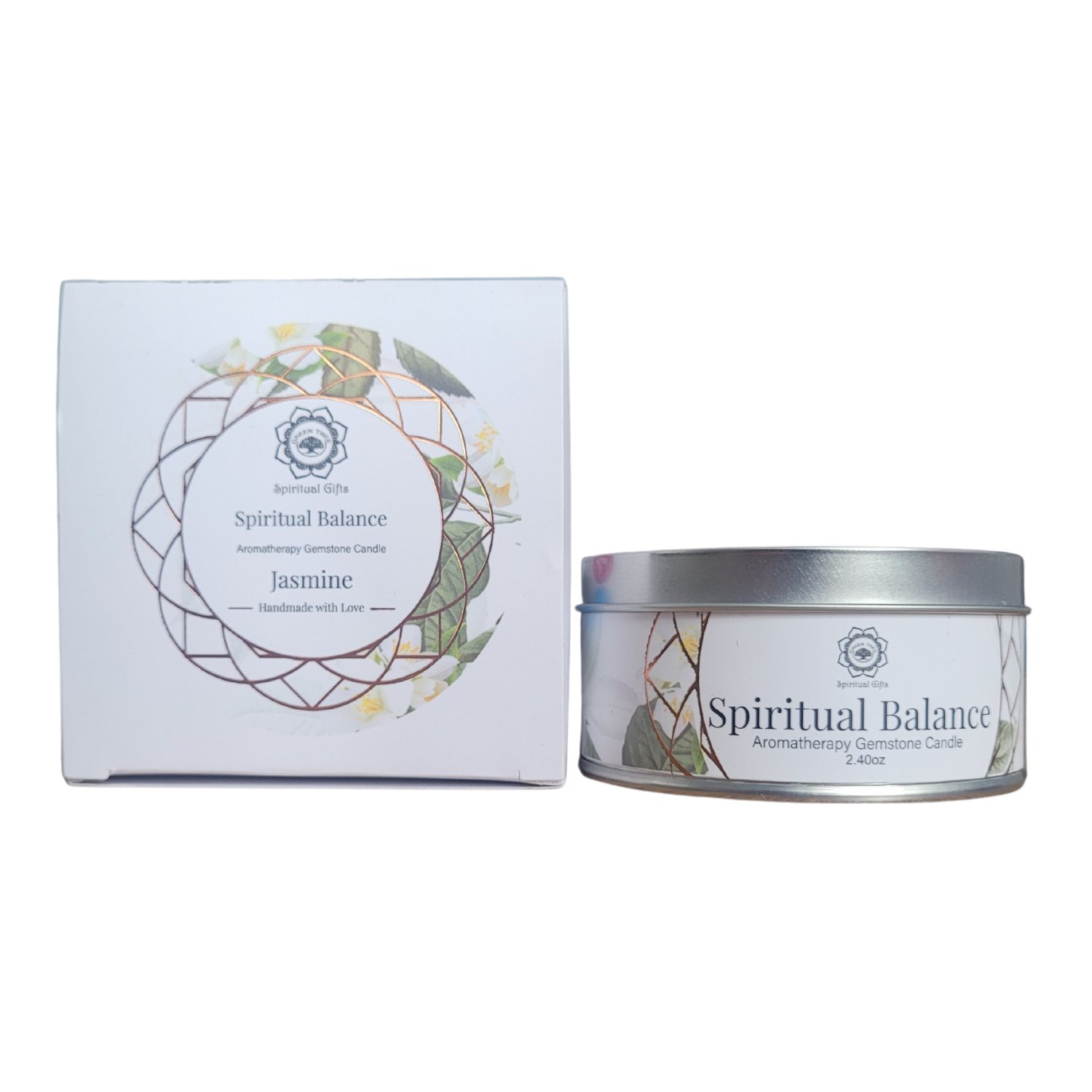 Bougie Green Tree "Équilibre Spirituel" Cristal de Roche & Jasmin 70g
