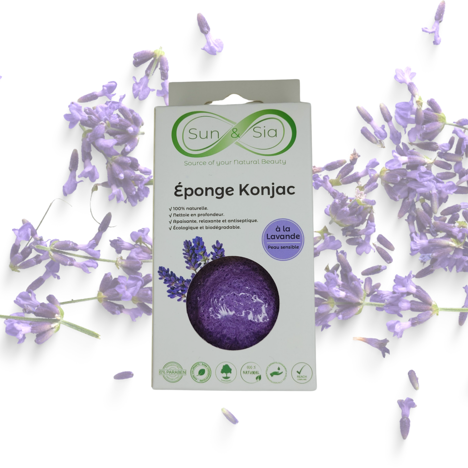 Esponja Konjac de Lavanda - 100% Natural
