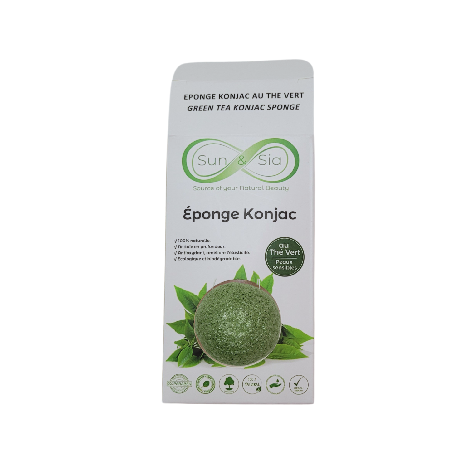 Esponja de Té Verde Konjac - 100% Natural