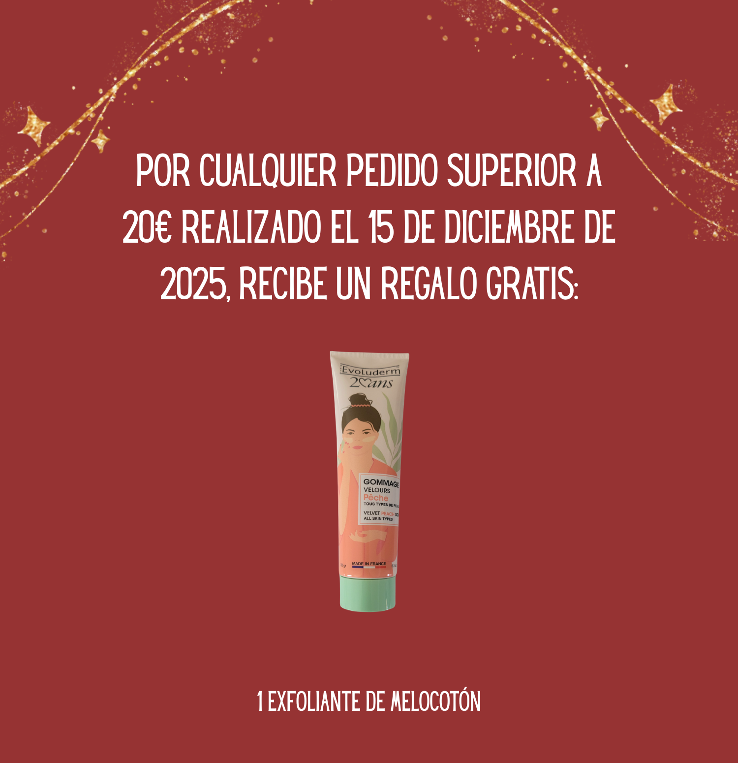 🎁 Casilla 15 – Calendario de Adviento BAO Original: Exfoliante Terciopelo de Melocotón Evoluderm de regalo