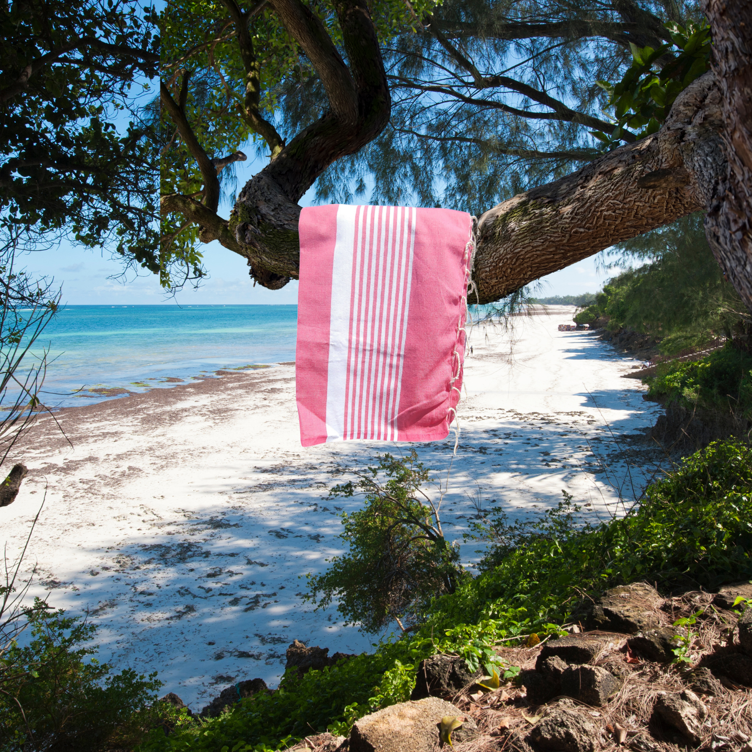 Fouta Multibande Fuchsia – 1x2 m