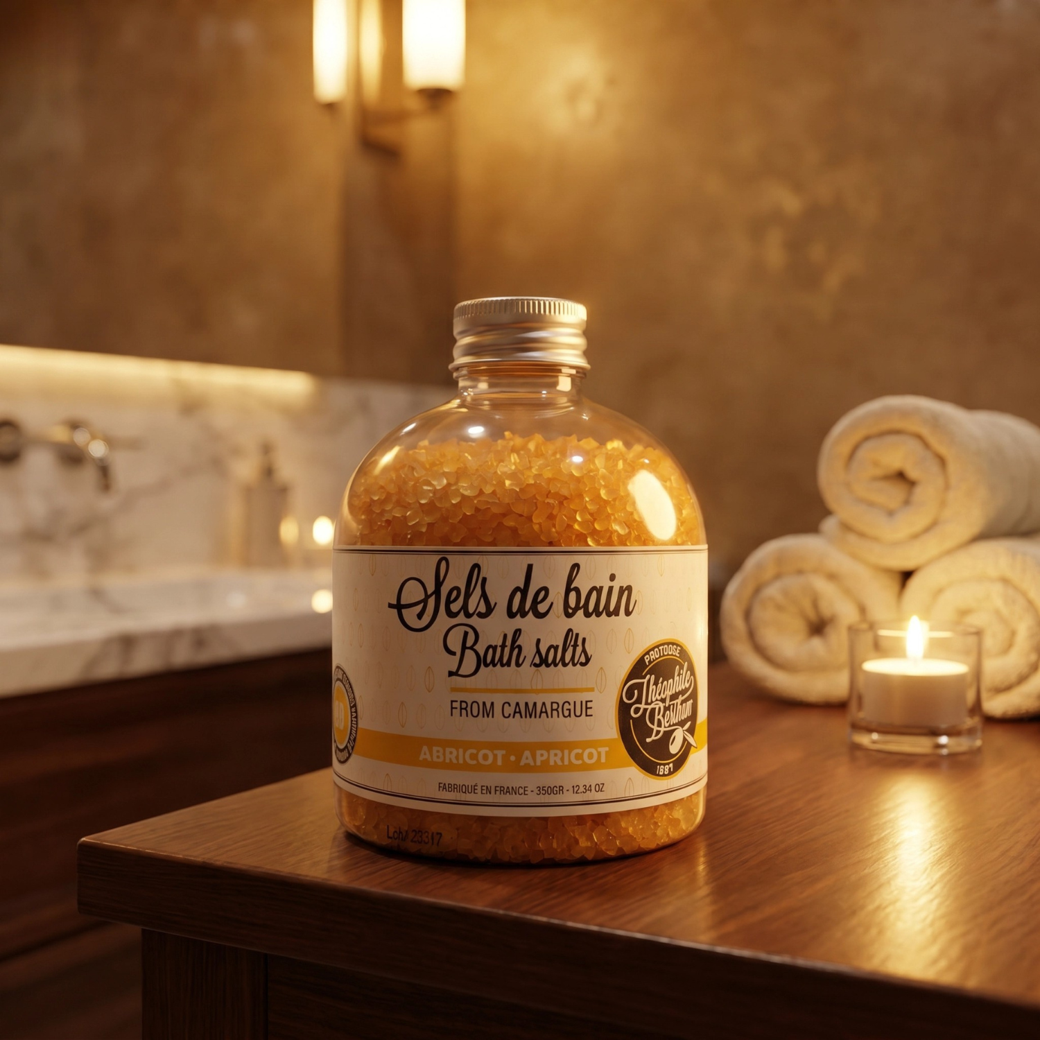 Sales de baño de albaricoque