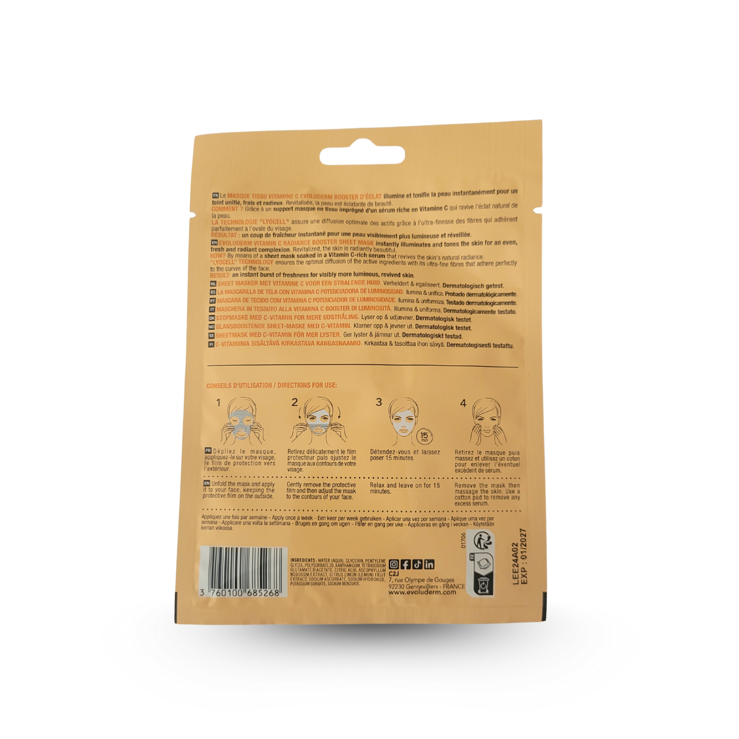 Mascarilla de Tejido Iluminadora con Vitamina C