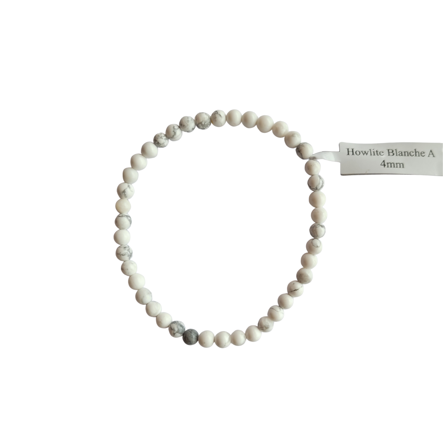 Bracelet Boules Howlite Blanche 4 mm