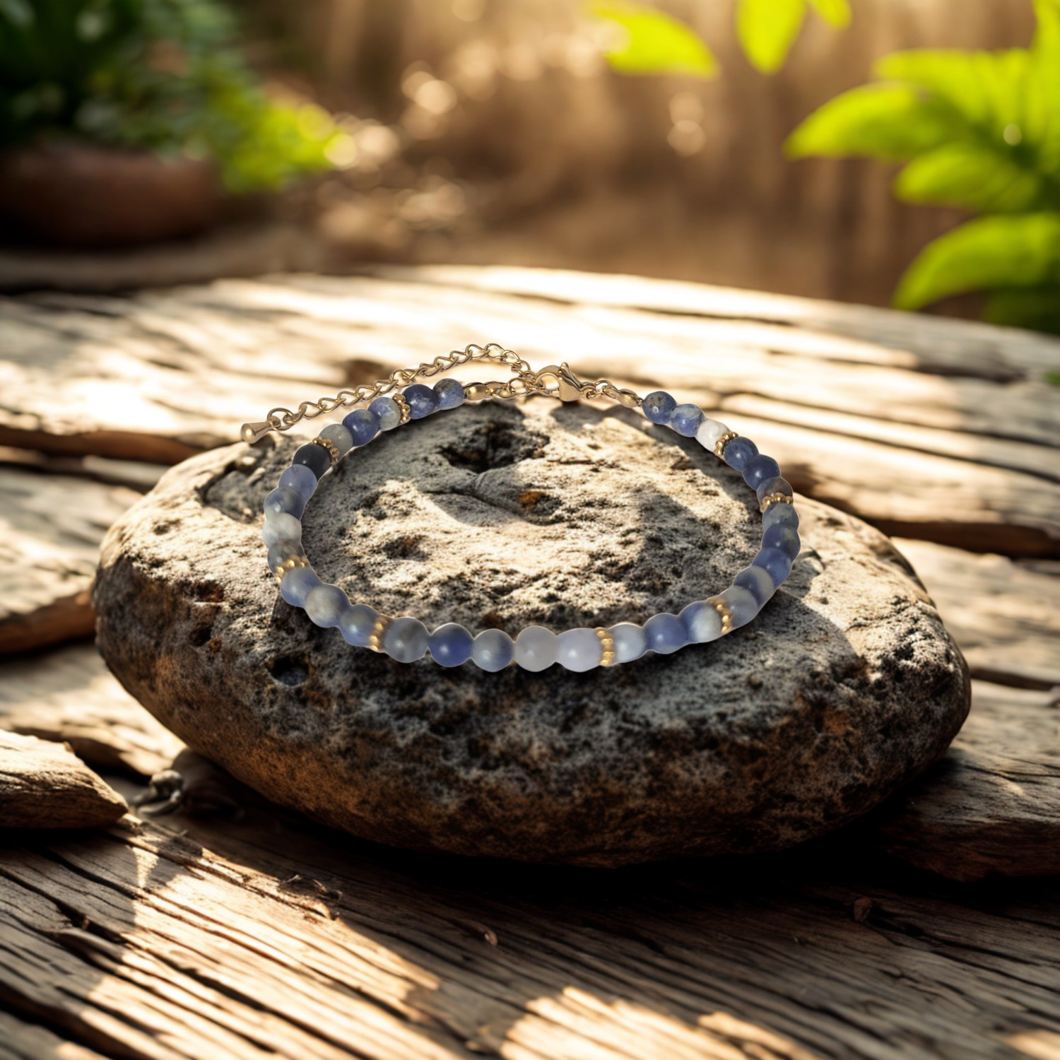 Bracelet Halo Doré Sodalite