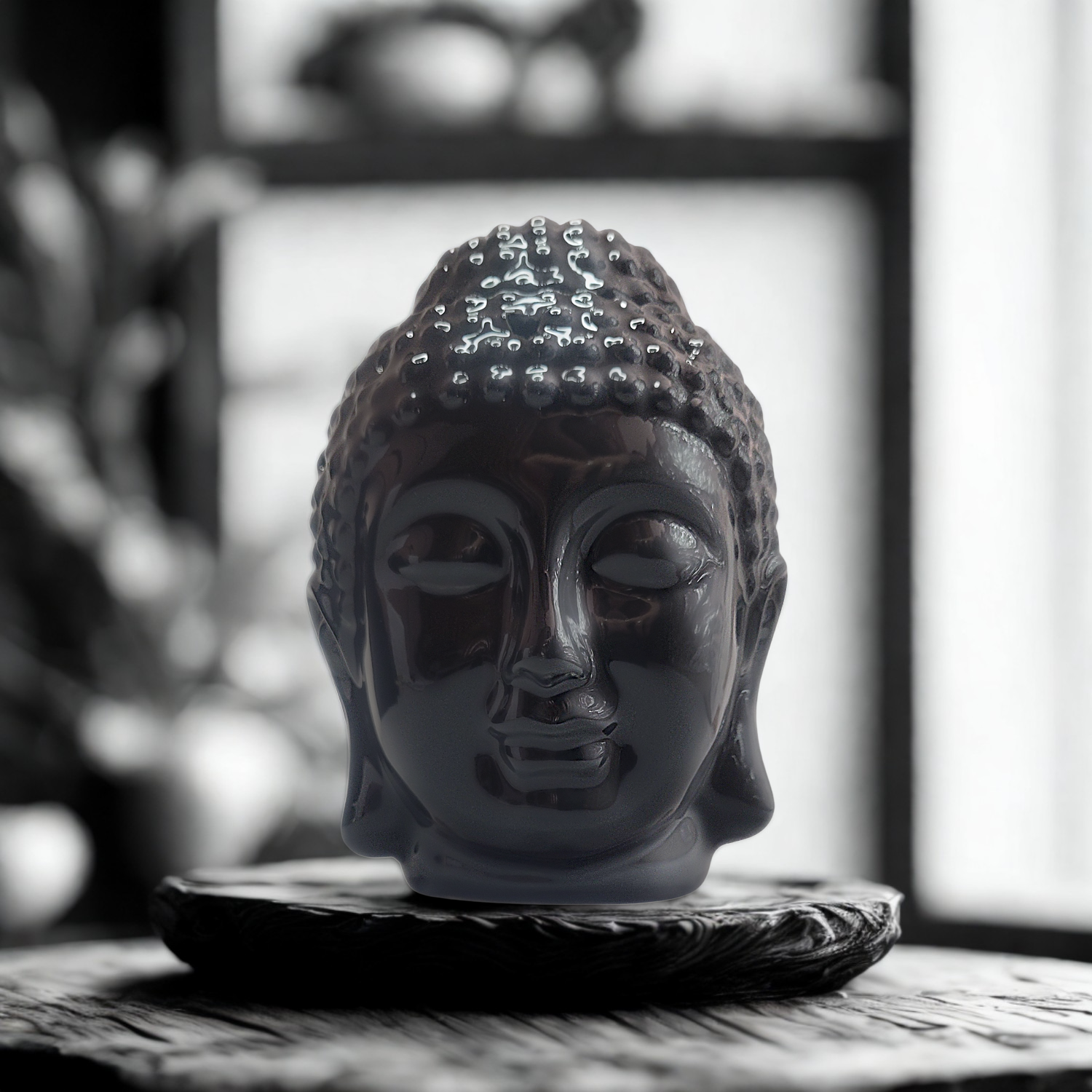 Quemador de Aceite o Cera – Cabeza de Buda Negra Armonía