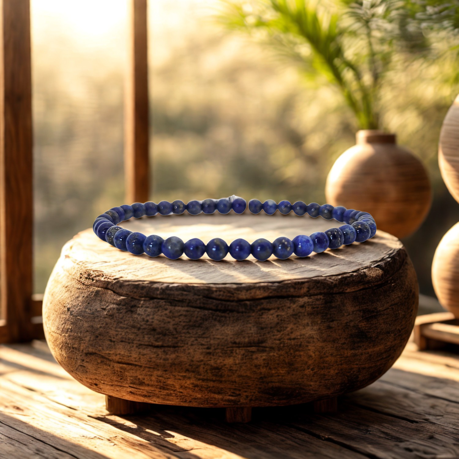 Bracelet Boules Lapis Lazuli 4 mm
