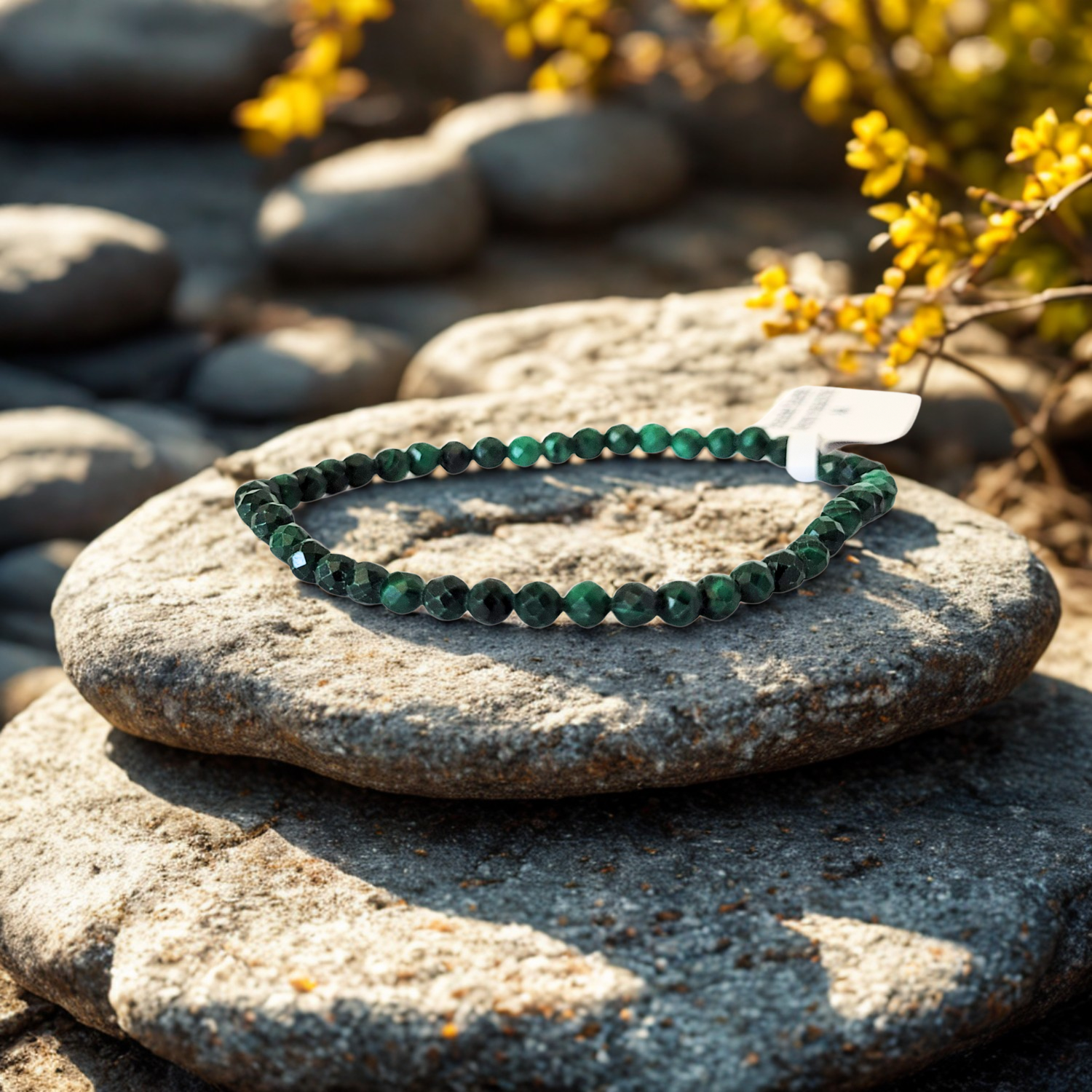 Bracelet facetté 04 mm en Malachite AA