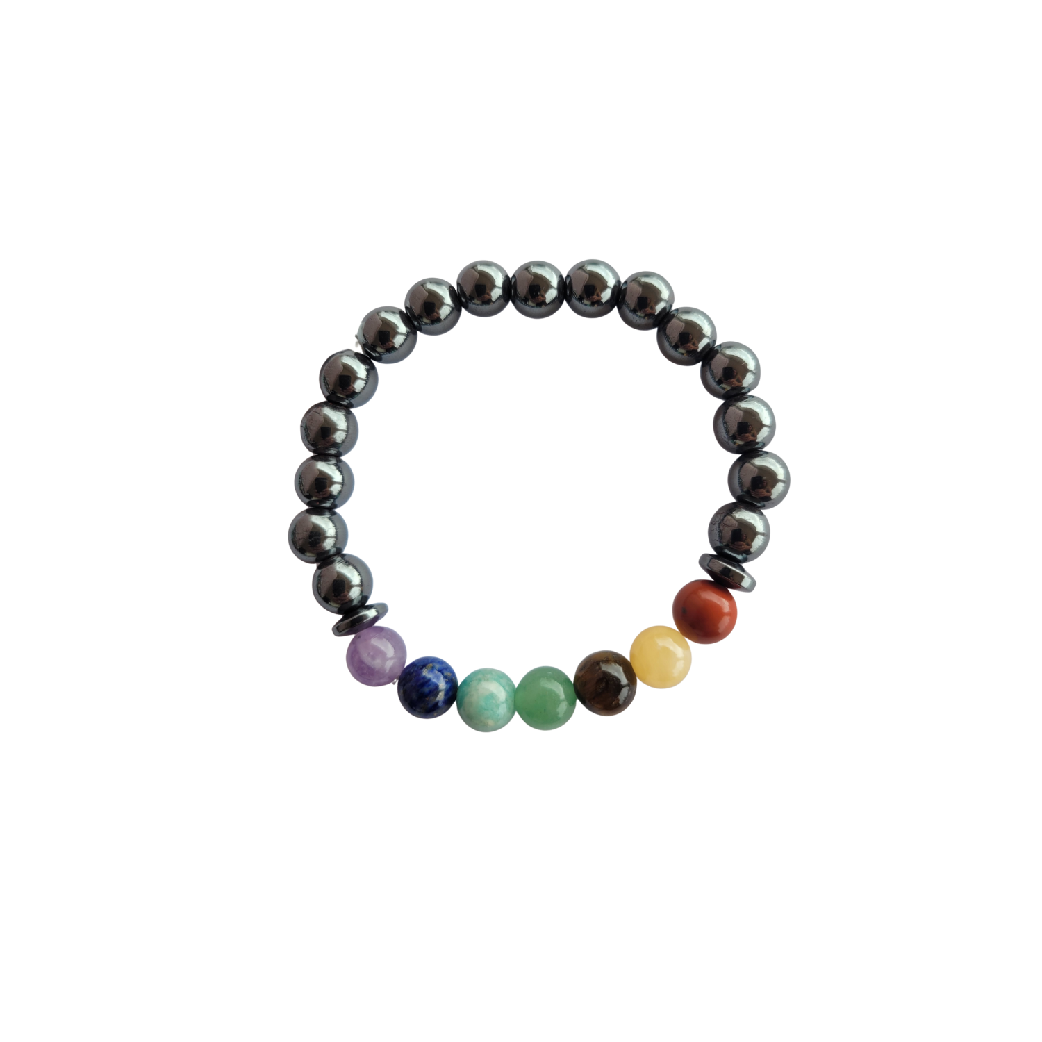 Bracelet Boule 08 mm 7 Chakras + Hématite A