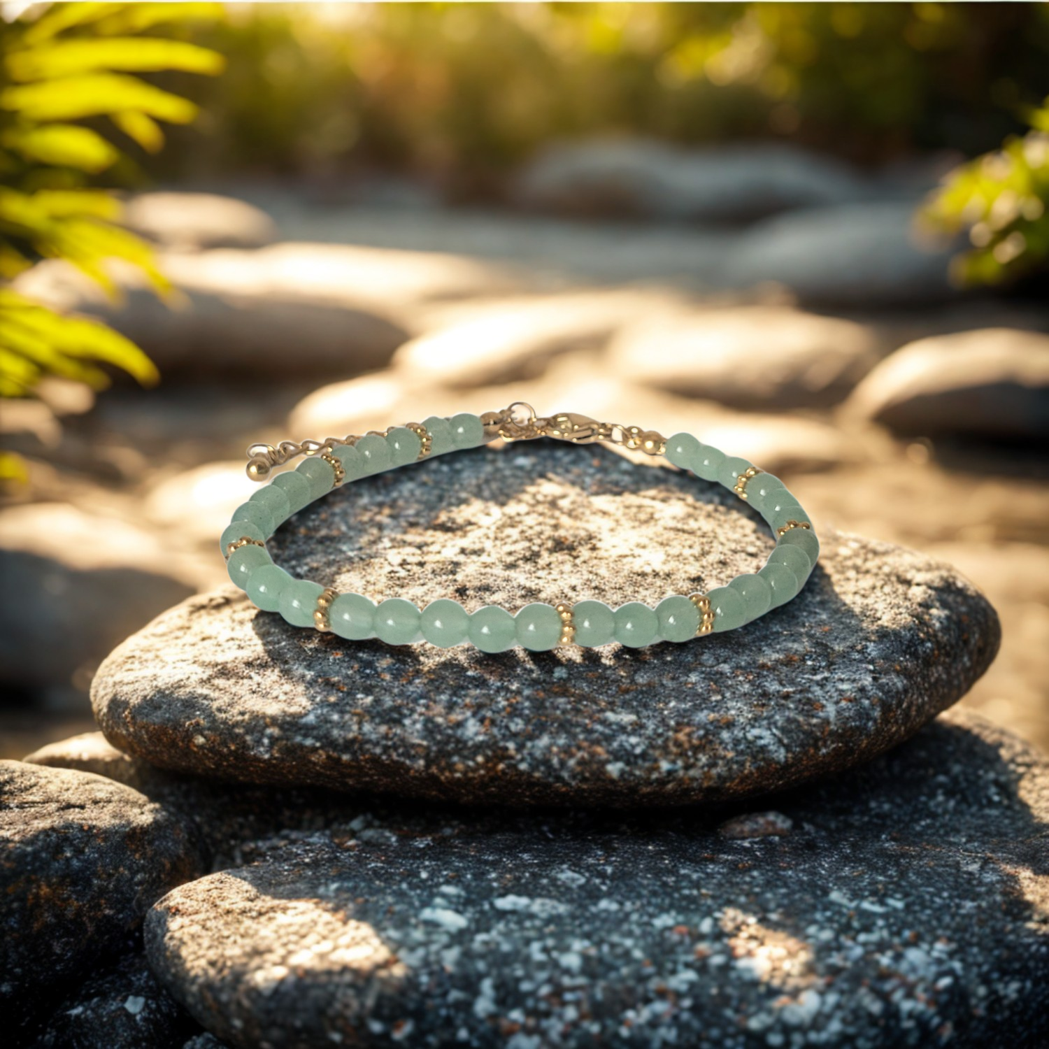 Bracelet Halo Doré Aventurine Verte