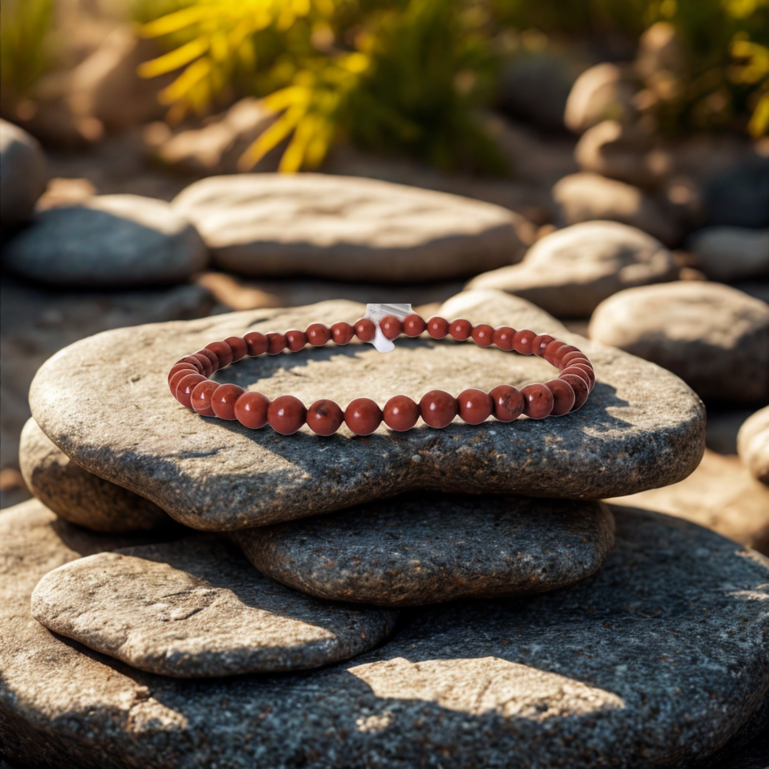Bracelet Boule 04mm Jaspe Rouge