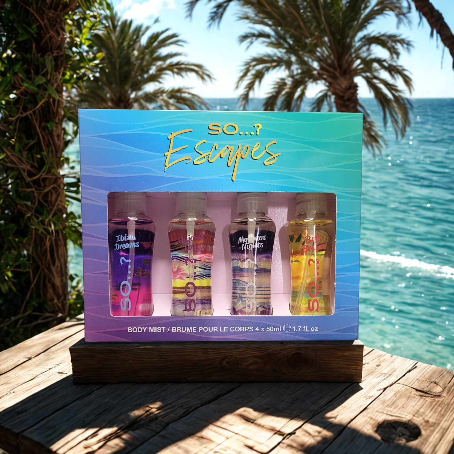 🌴 Coffret Cadeau So...? Escapes – Set de 4 Brumes Corporelles (4 x 50 ml)
