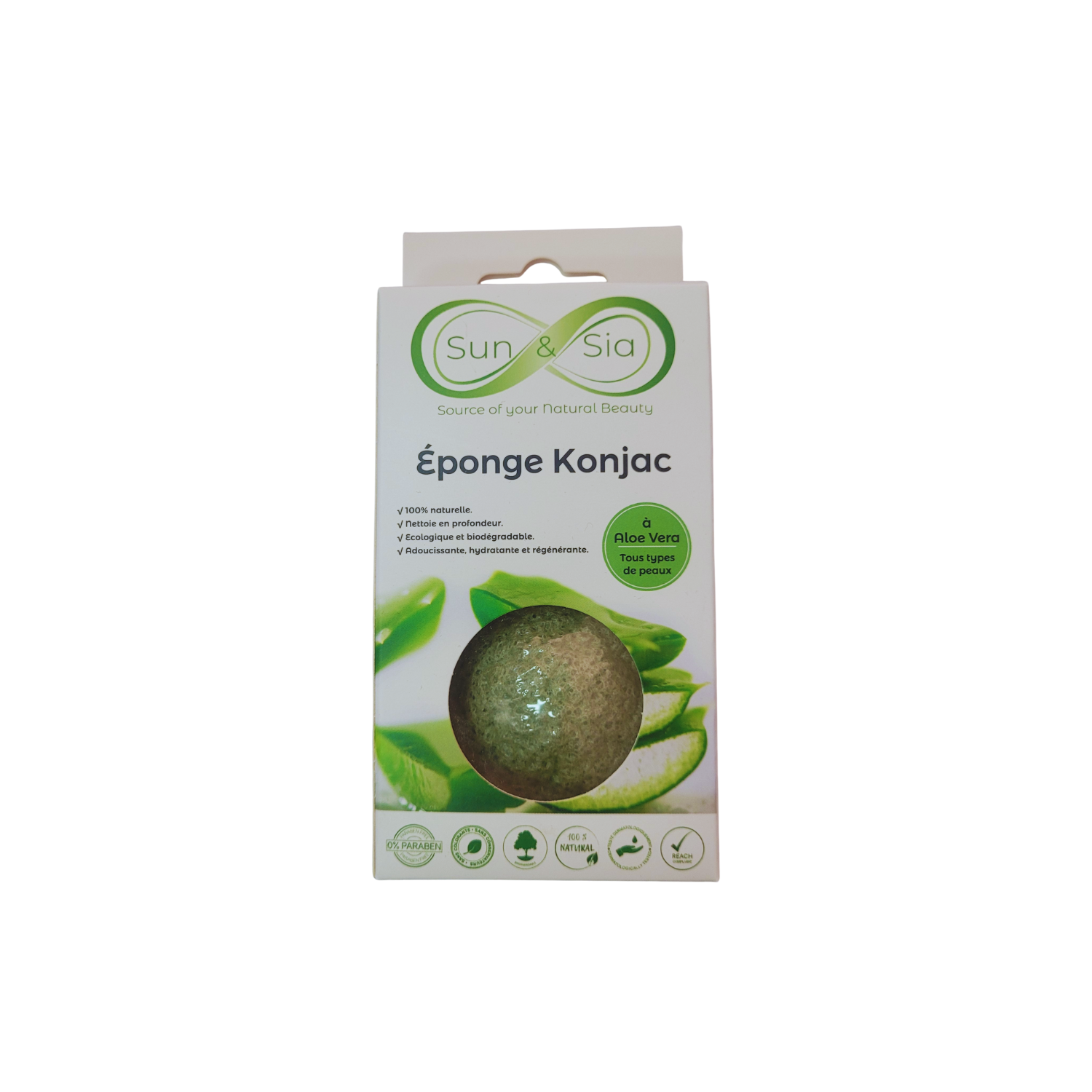 Esponja Konjac Aloe Vera - 100% Natural