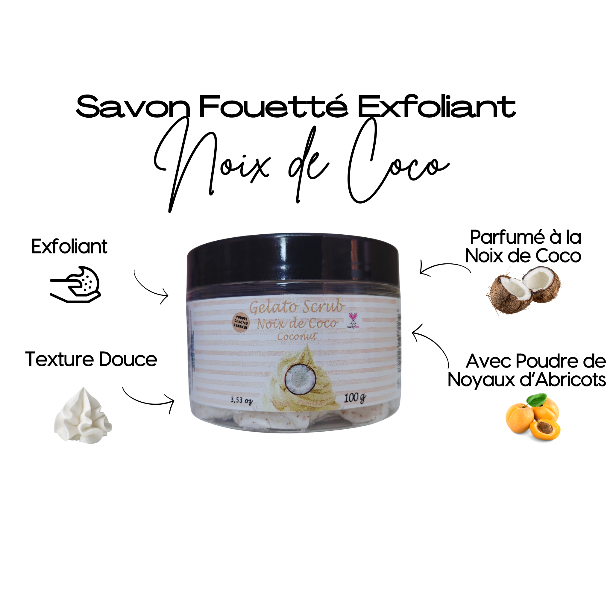 Savon Fouetté Exfoliant - Noix de Coco