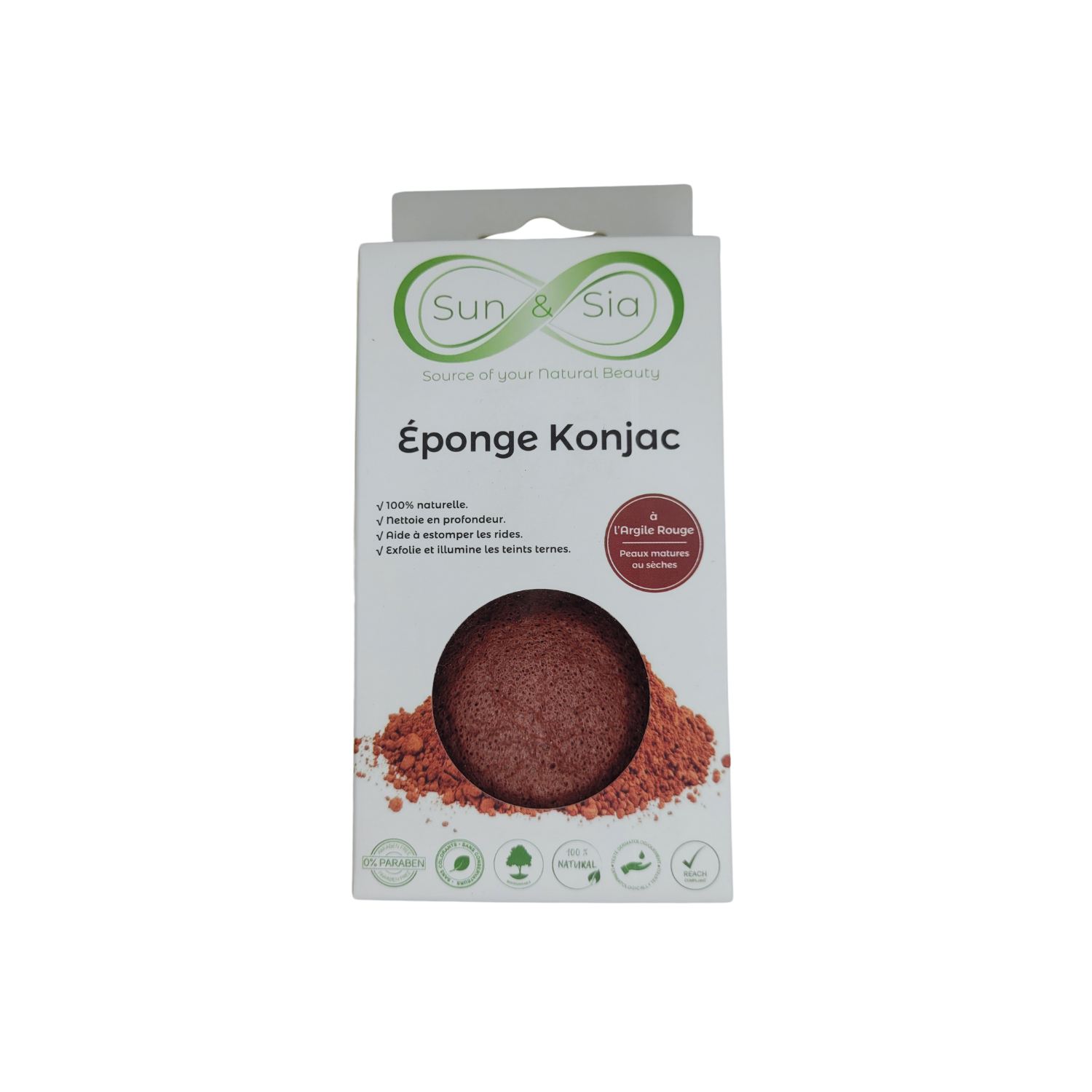 Éponge Konjac - Argile Rouge 100% Naturelle