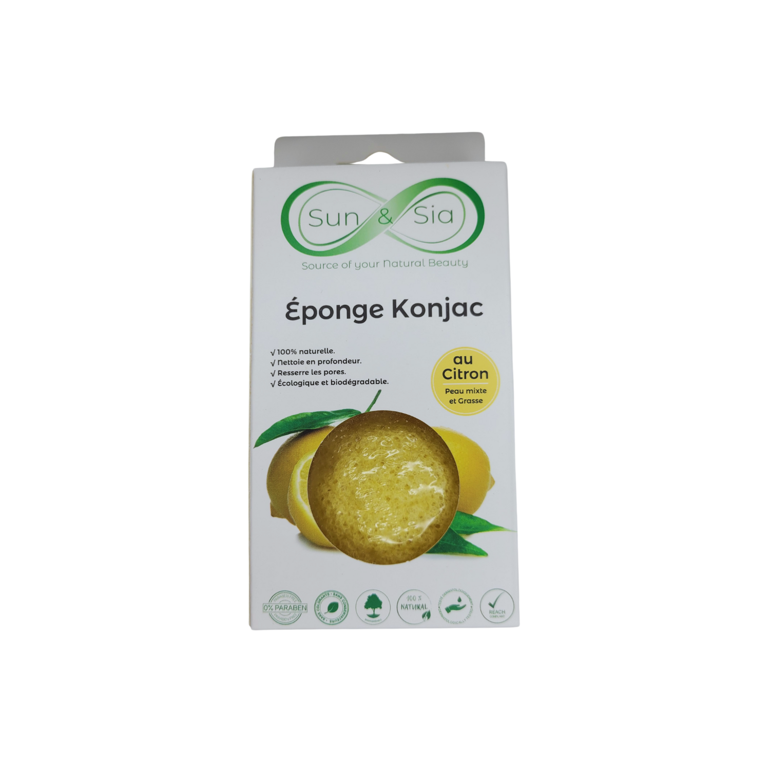 Éponge Konjac Citron - 100% Naturelle