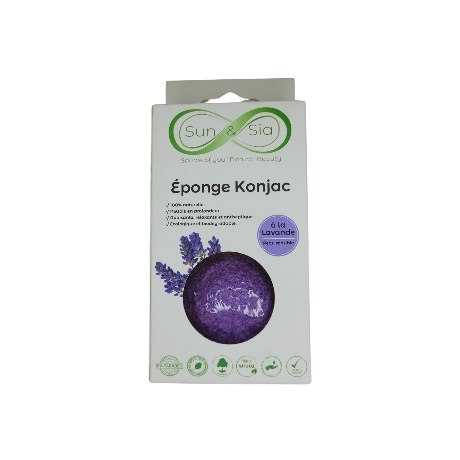 Éponge Konjac Lavande - 100% Naturelle