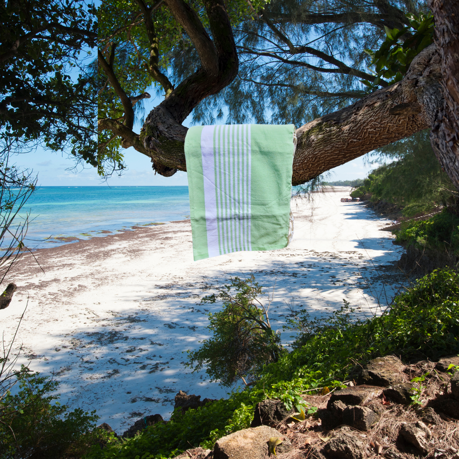 Fouta Multibande Verte – 1x2 m