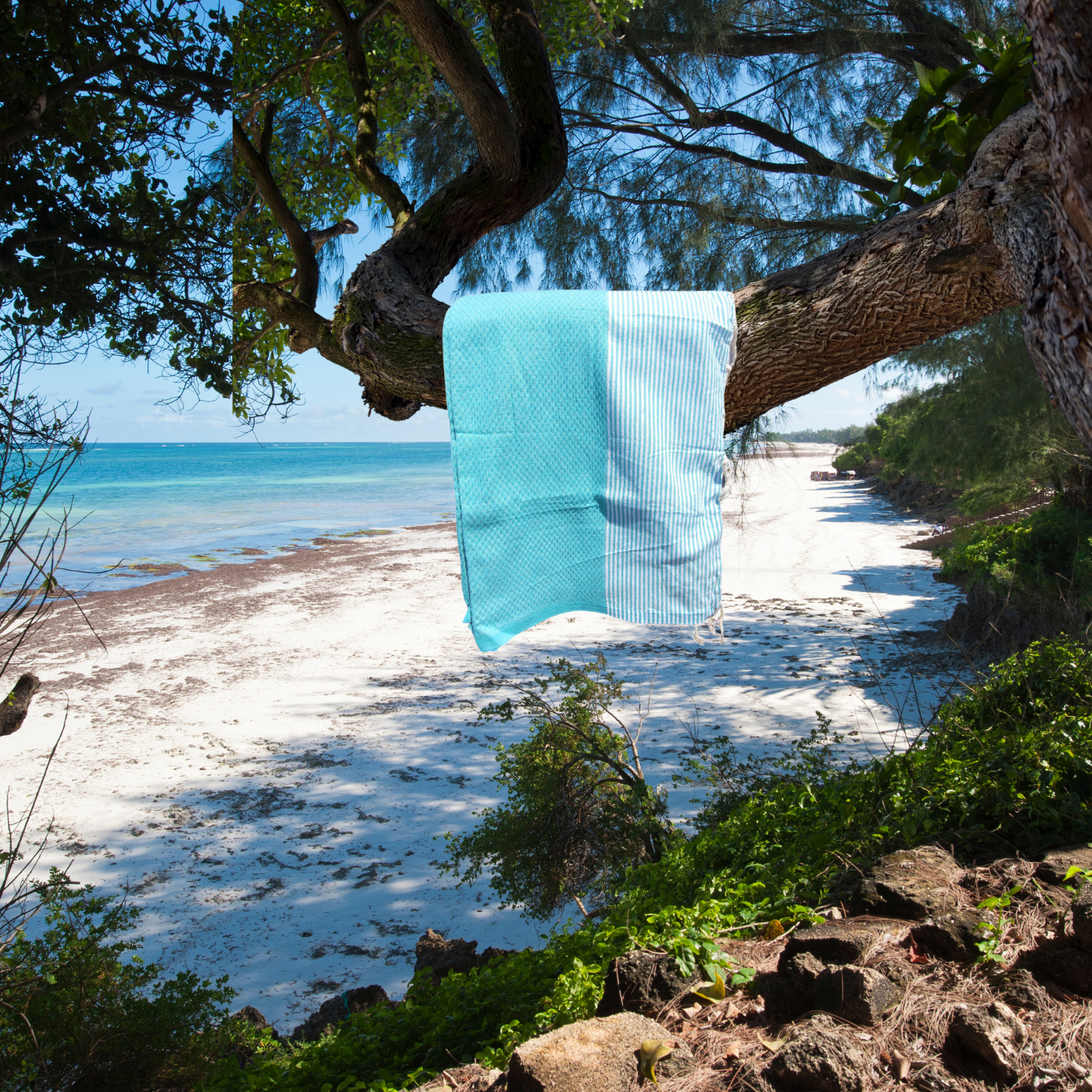 Fouta Turquoise en Nid d'Abeille – 1x2 m