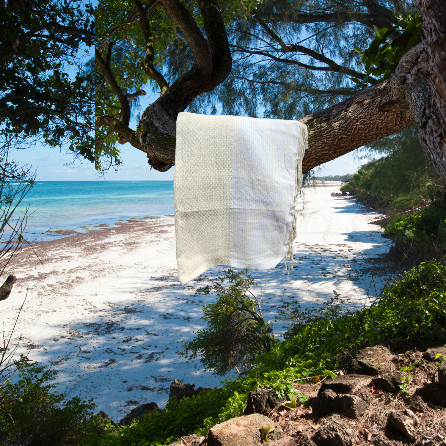 Fouta Beige en Nid d’Abeille – 1x2 m