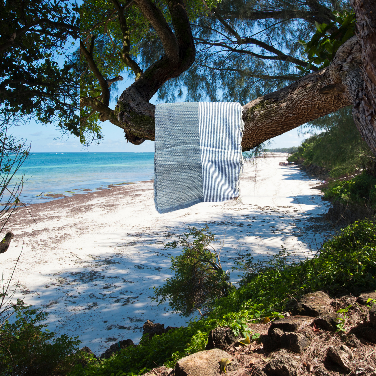 Fouta Bleu Jeans en Nid d’Abeille – 1x2 m
