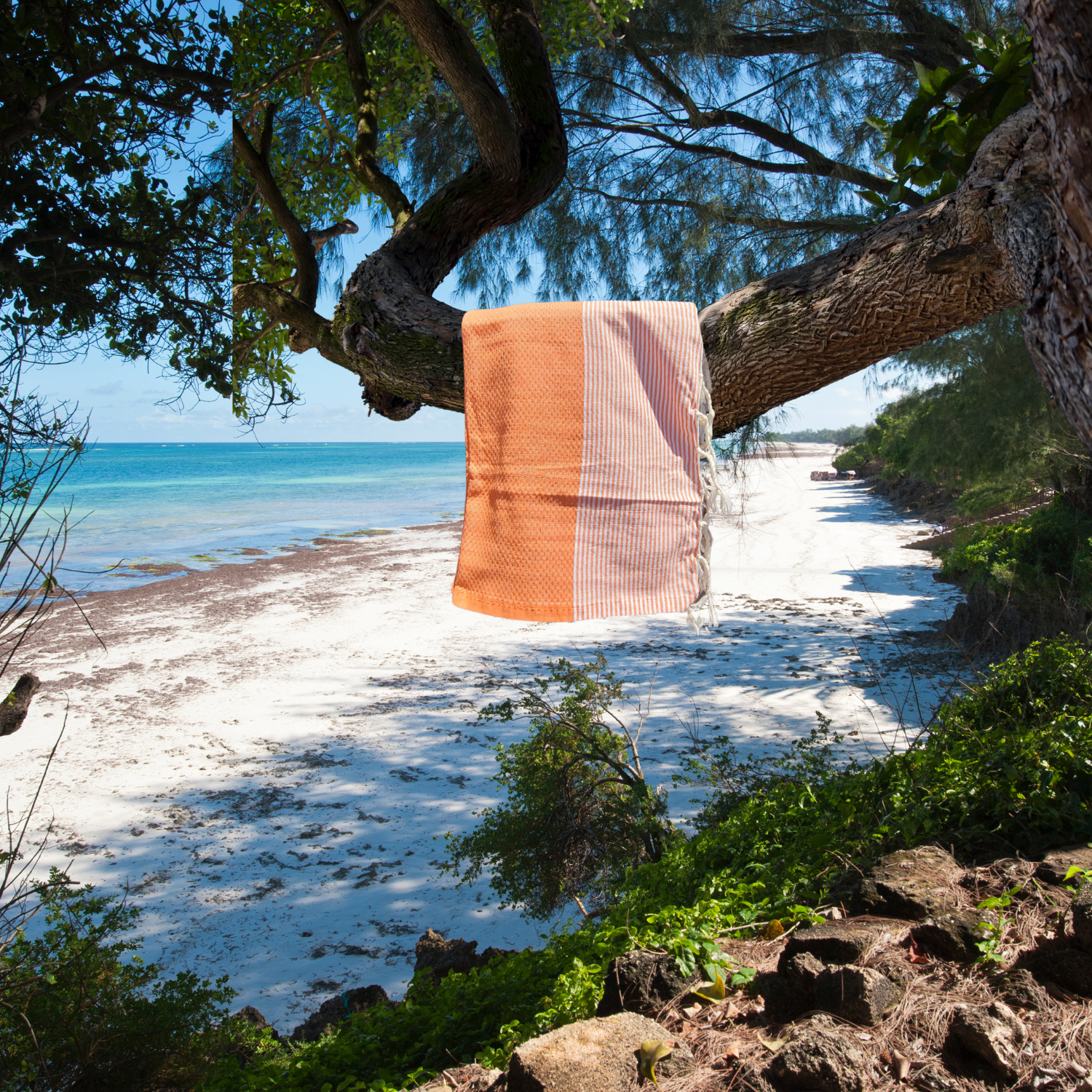Fouta Mandarine en Nid d’Abeille – 1x2 m