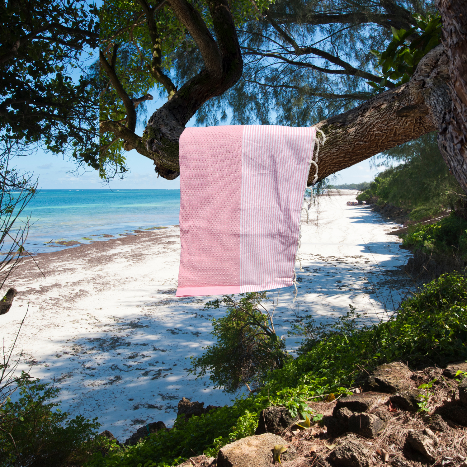 Fouta Rose en Nid d’Abeille – 1x2 m