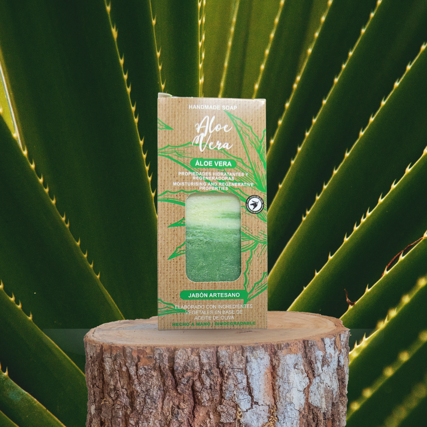 Jabón Artesanal de Aceite de Oliva y Aloe Vera 