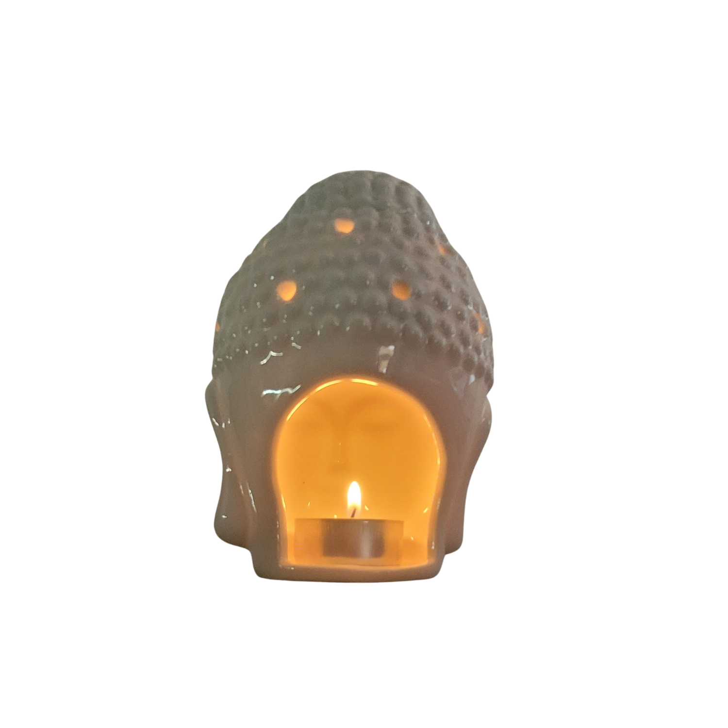 Quemador de Aceite o Cera – Cabeza de Buda Blanca Armonía