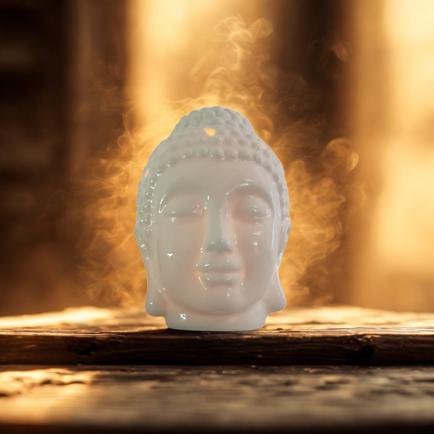 Quemador de Aceite o Cera – Cabeza de Buda Blanca Armonía