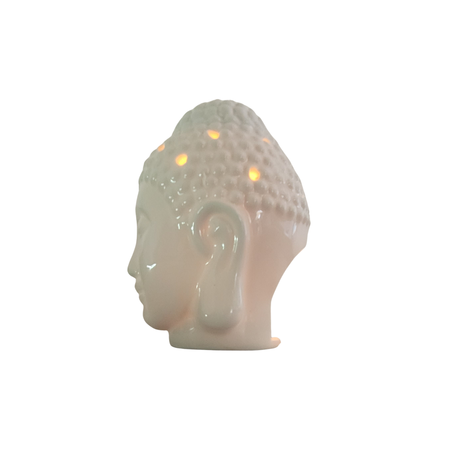 Quemador de Aceite o Cera – Cabeza de Buda Blanca Armonía